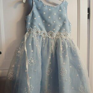 Youngland Light Blue and White Flower Dress Girls Size 6X